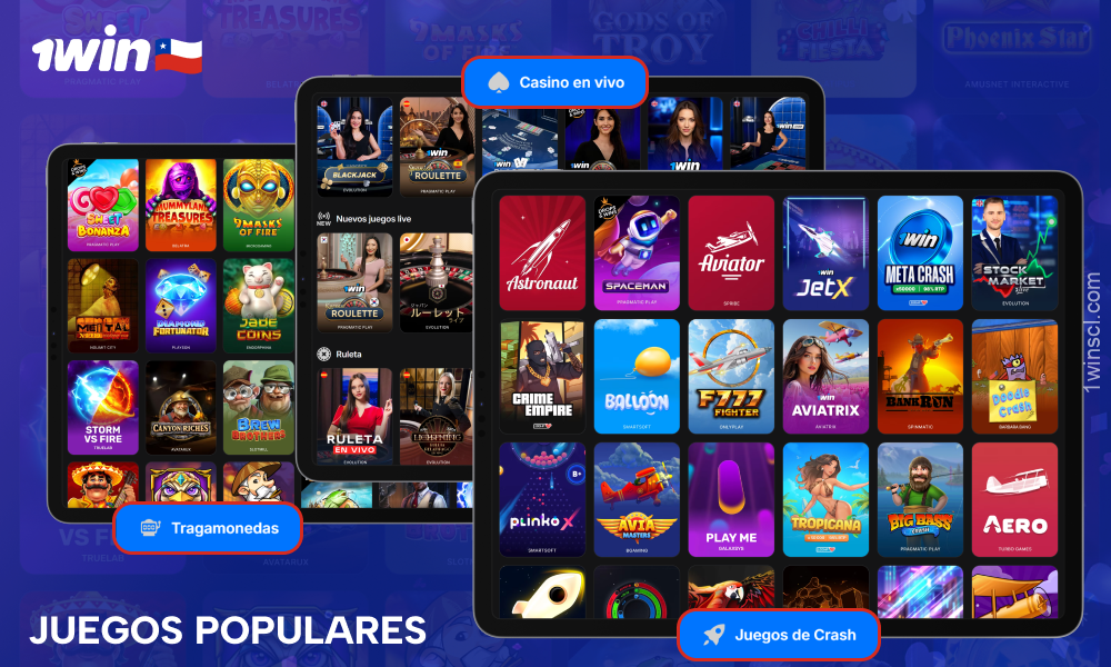 1win ofrece a los jugadores chilenos una amplia gama de populares juegos de casinio, clasificados para todos los gustos